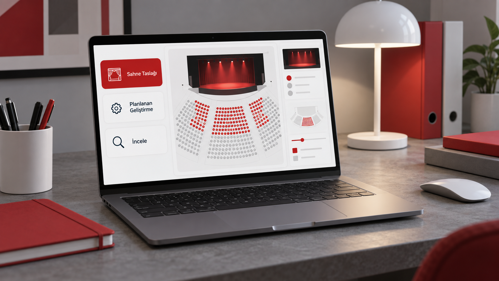R Event yazılım deneyimi · temsili mockup