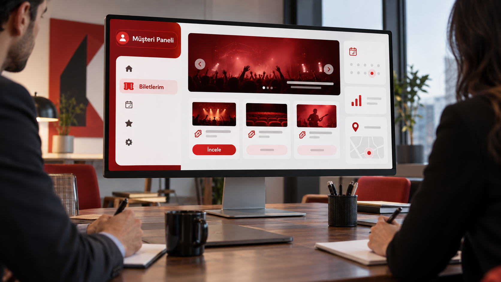 R Event yazılım deneyimi · temsili mockup