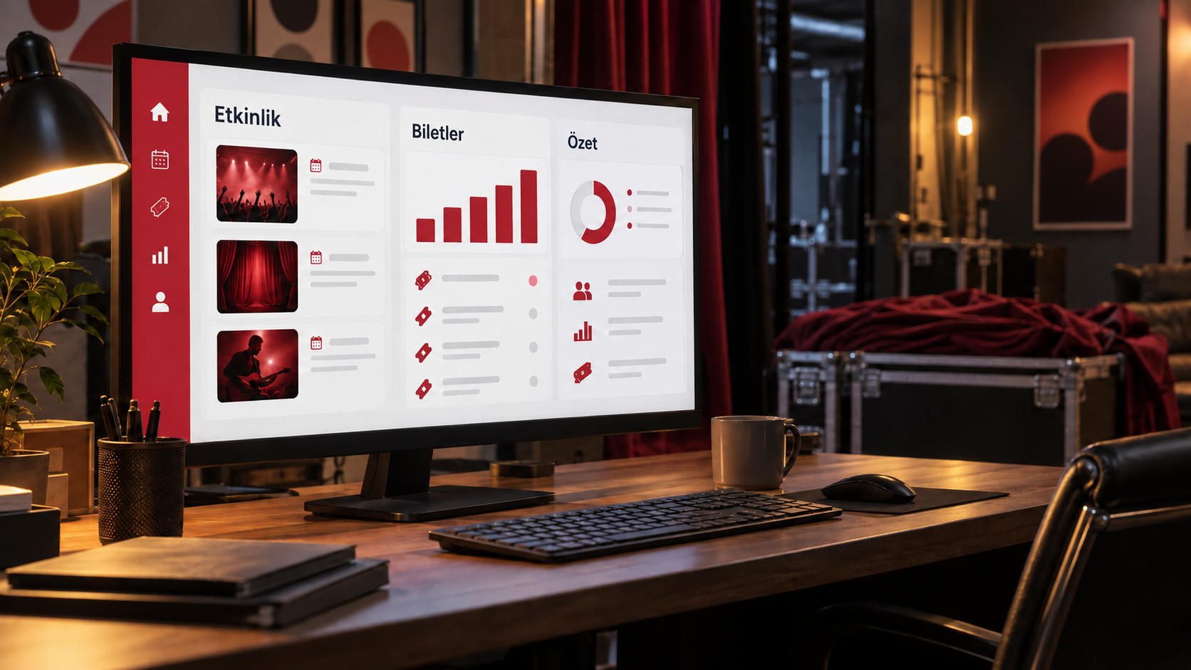 R Event yazılım deneyimi · temsili mockup