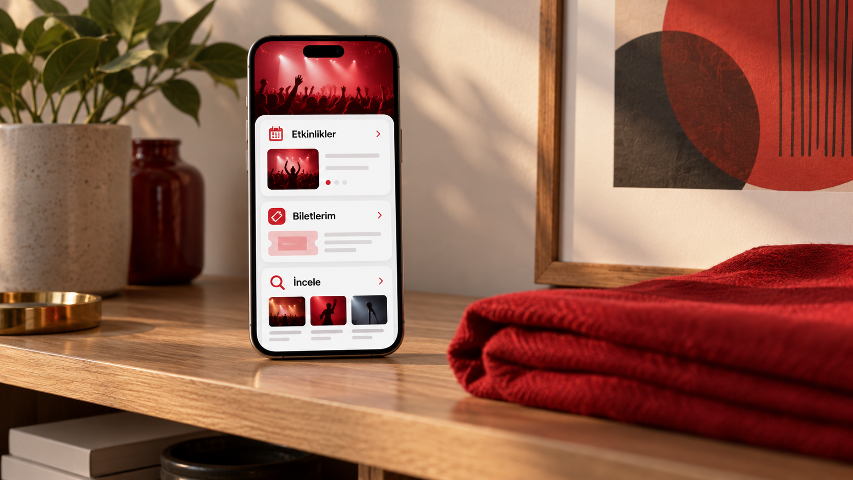 R Event yazılım deneyimi · temsili mockup