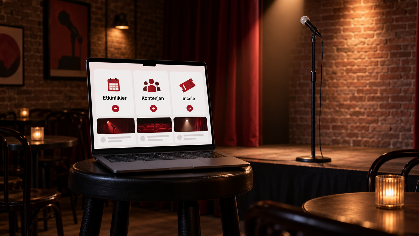 R Event yazılım deneyimi · temsili mockup