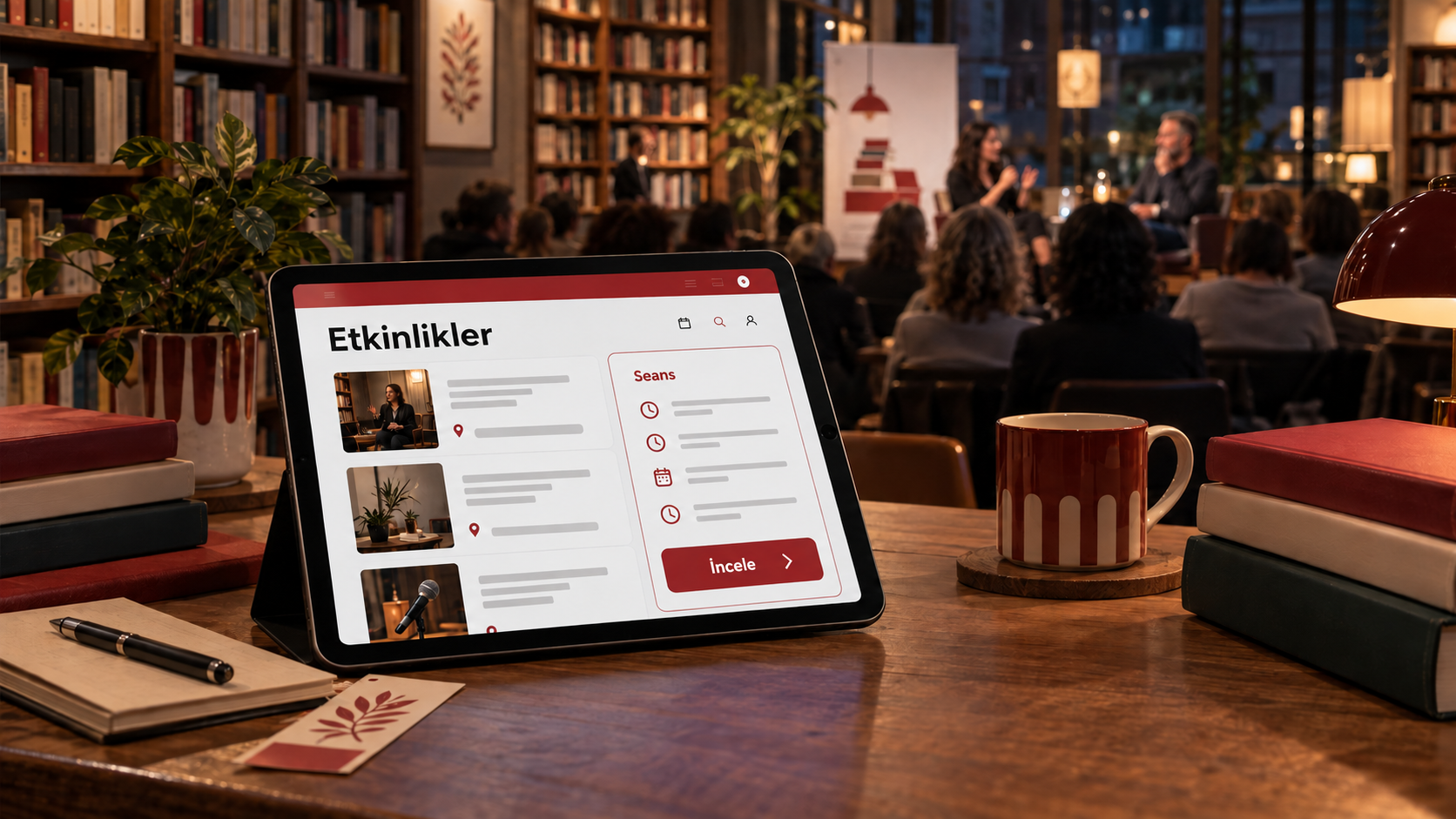 Kitapçı söyleşisinde katılım düzenini satış sayfasına taşımak